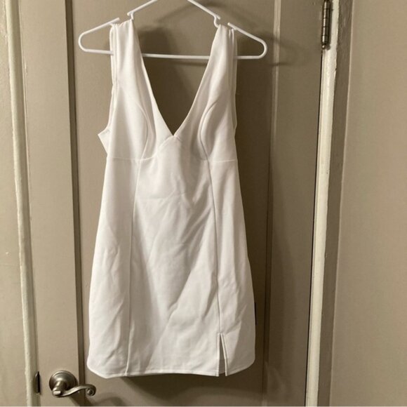 Lulu's White V-Neck Sleeveless Mini Dress - Picture 1 of 4